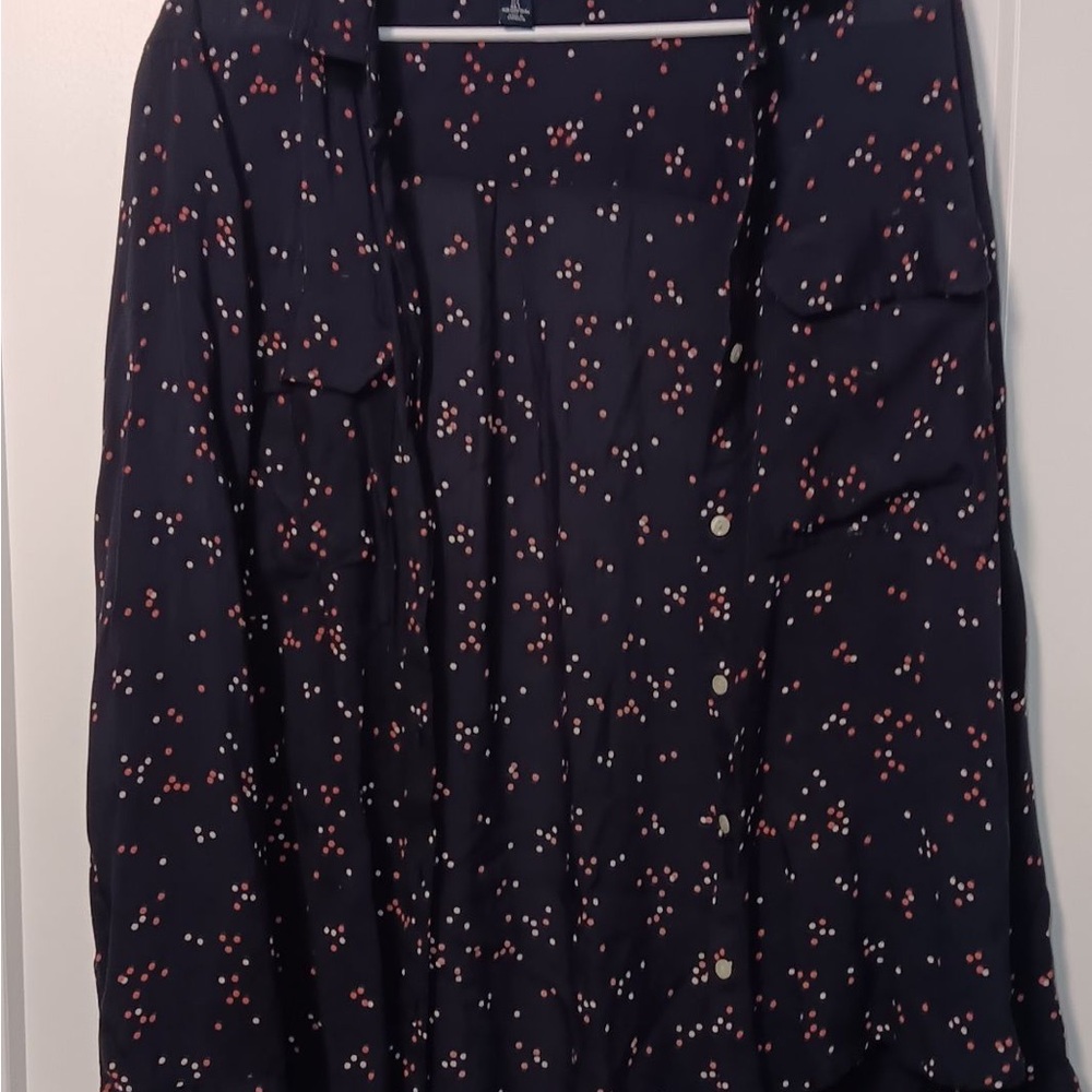 Gap Navy Polka Dot Button-Up Blouse